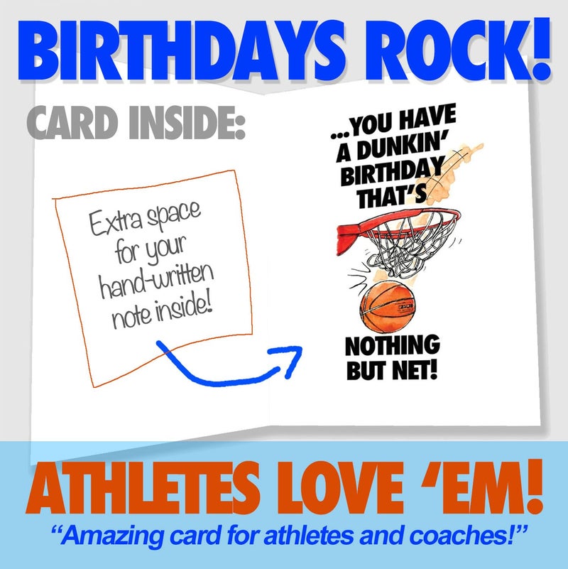 Play Strong Basketball Dunkin' Birthday Card 1-Pack (5x7) Power Player Illustrated Sports Birthday Cards Greeting Cards- Awesome for Basketball Players, Coaches and Fans Birthdays, Gifts and Parties! - Image 3